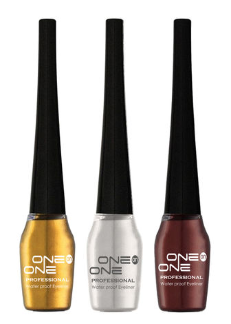 Buy ONE on ONE Waterproof Eyeliner, Set of 3 (Golden, Silver, Brown)-Purplle