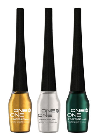 Buy ONE on ONE Waterproof Eyeliner, Set of 3 (Golden, Silver, Green)-Purplle
