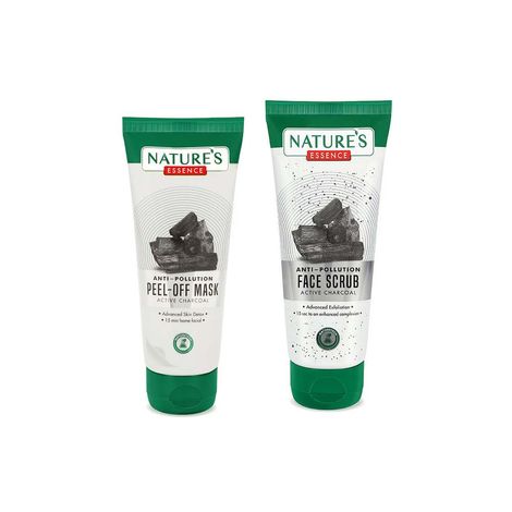Buy Nature's Essence Anti Pollution Charcoal Face Scrub & Peel Off Mask Combo of 2-Purplle