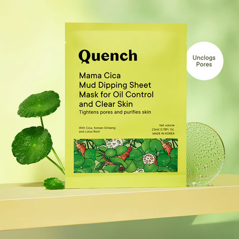 Buy Quench Cica Oil Control Sheet Mask With Korean Ginseng For Oil Control (Pack Of 1)-Purplle
