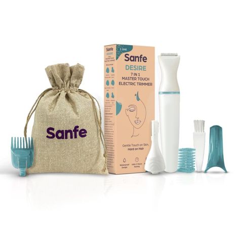 Buy Sanfe Desire 7 in 1 Master Touch Electric Trimmer - Designed For Sensitive Skin | Anti-Slip Grip | Waterproof Design | Easy & Safe| Upto 2 Hours Running Time - 1 Pc-Purplle