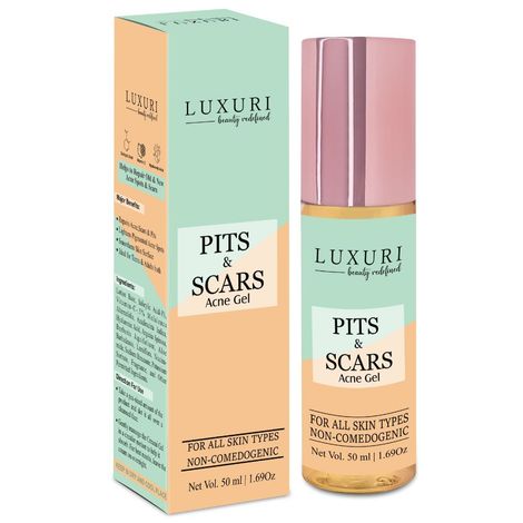 Buy LUXURI Pits & Scars Acne Face Gel, Pits Stop Gel Perfect for Lightening, Pigmented Acne Spots, Glowing & Radiant Skin - 50 ml, Small-Purplle