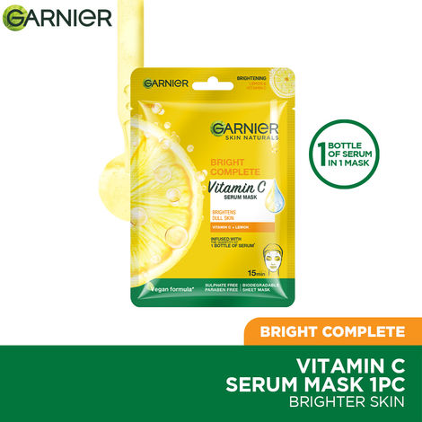 Buy Garnier Skin Naturals, ,Bright Complete vitamin C Serum Sheet Mask-Purplle