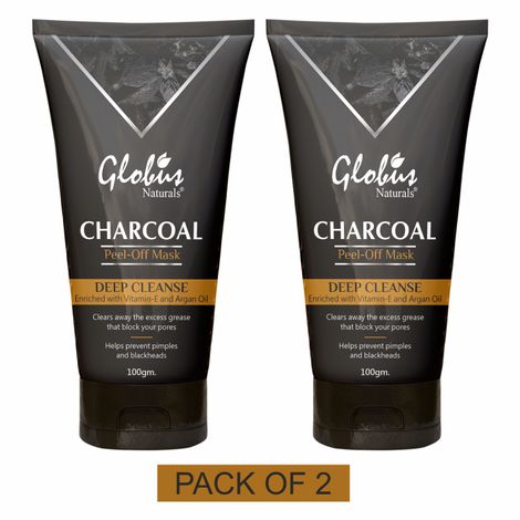 Buy Globus Naturals Charcoal Peel Off Mask Enriched With Vitamin-E And Argan Oil 100 G (Pack Of 2)-Purplle