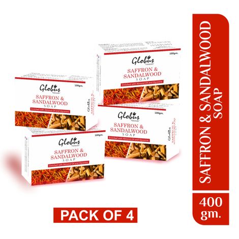 Buy Globus Naturals Saffron & Sandalwood Soap Enriched With Almond Oil And Glycerine 100Gm (Pack Of 4)-Purplle