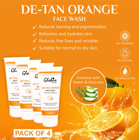 Buy Globus Naturals D- Tan Orange Face Wash, 100 Gms (Pack Of 4)-Purplle
