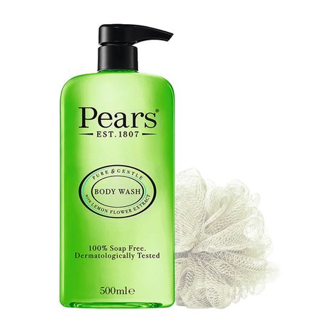 Buy Pears 98% Pure Glycerin With  Lemon Flower Extract Body Wash, 100% Soap Free,500ml (Free Loofah)-Purplle