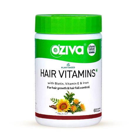 Buy OZiva Hair Vitamins for better Hair Growth and Hairfall Control, 60 Capsules-Purplle