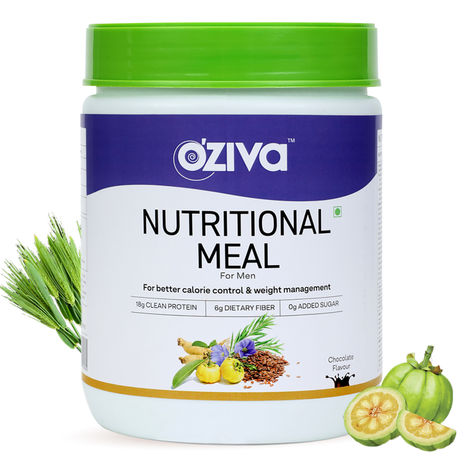 Buy OZiva Nutritional Meal for Men (High in Protein with Ayurvedic Herbs like Ashwagandha, Ginseng, Flaxseed, Pomegranate, Musli & Barley Grass) for Weight Management,Chocolate,1kg - 1 Kg 1 Kg-Purplle