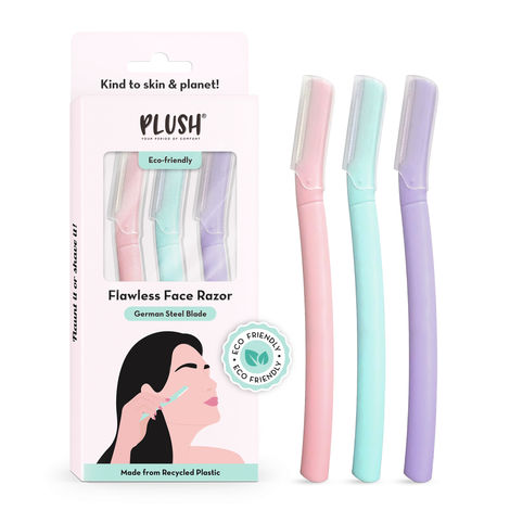 Buy Plush Flawless & Reusable Face & Eyebrow Razor for Women – Pack of 3 | Also for Upperlips, Forehead, Sideburns and Eyebrow | Painless and Instant Hair Removal at Home-Purplle