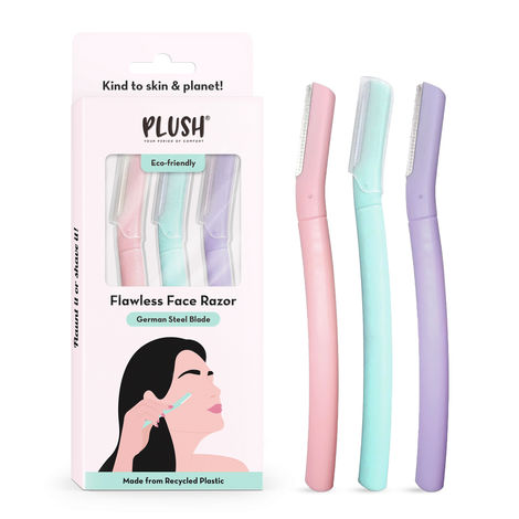 Buy Plush Flawless & Reusable Face & Eyebrow Razor for Women – Pack of 3 | Also for Upperlips, Forehead, Sideburns and Eyebrow | Painless and Instant Hair Removal at Home-Purplle