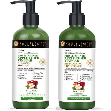 Buy Soulflower Apple Cider Vinegar, Pro-Vitamin B5 Shampoo 300 ml & Conditioner 250 ml-Purplle