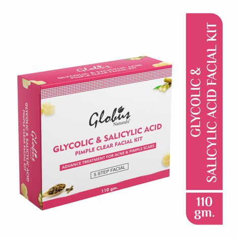 Buy Globus Naturals Pimple Clear Glycolic Acid Facial Kit For Anti- Acne|Dark Spots|Beautiful & Glowing Skin (110 g)-Purplle