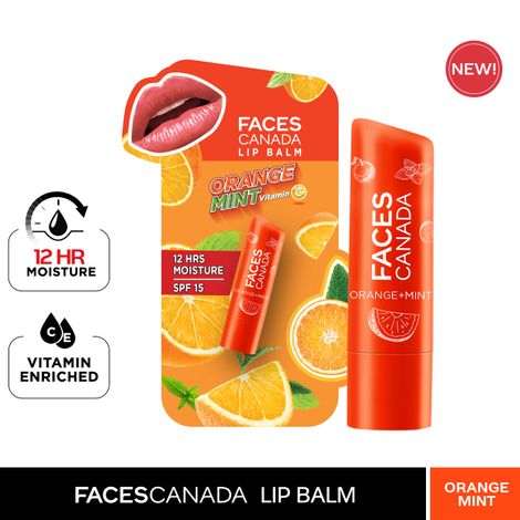 Buy Faces Canada Lip Balm | 12Hr Moisture For Dry, Chapped Lips | Vitamin C | Spf 15 | Orange + Mint Orange Mint 01 (4.5 G)-Purplle