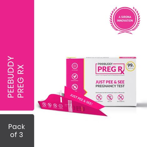 Buy PeeBuddy PregRx Pregnancy Test Strips in Funnel - Easiest, Just Pee & See Instant Pregnancy Test - No dropper or container required - 3 Funnels-Purplle