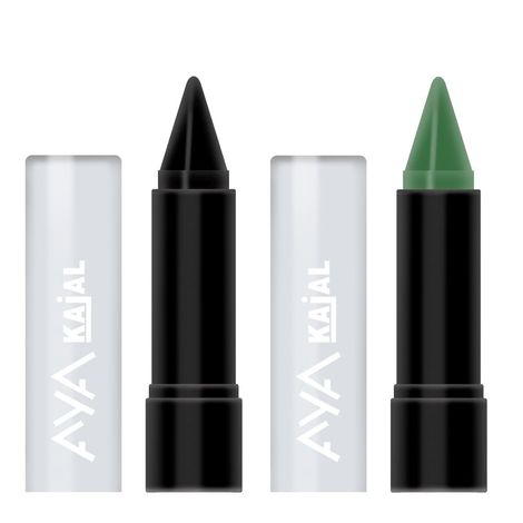 Buy AYA Kajal Set of 2, Black and Green (2.4 g + 2.4 g)-Purplle