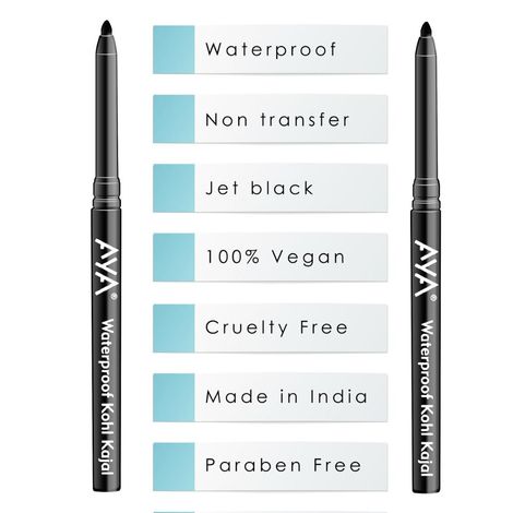 Buy AYA Waterproof Kohl Kajal, Jet Black, Set of 2 (0.28 g + 0.28 gm)-Purplle