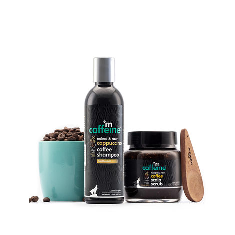 Buy mCaffeine Ultimate Anti-Dandruff Kit with Coffee Scalp Scrub and Cappuccino Shampoo | Controls Dandruff and Exfoliates Scalp with Natural AHA and Rosemary| SLS and Paraben Free| All Hair Types | 500 ml-Purplle