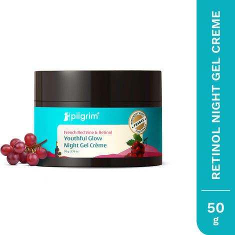 Buy Pilgrim French Red Vine Night Gel Creme with Retinol, Mulberry & Vitamin C For Glowing Skin (50 gm)-Purplle