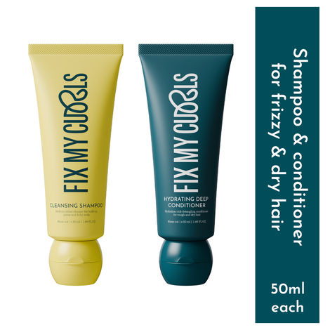 Buy Fix My Curls Cleansing Shampoo with Hydrating Deep Conditioner for Curly and Wavy Hair 50 G Each-Purplle