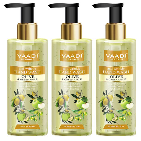 Buy Vaadi Herbals Pack of 3 Anti-Wrinkle Olive and Green Apple Hand Wash (250 ml x 3)-Purplle