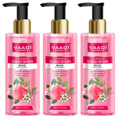 Buy Vaadi Herbals Pack of 3 Hydrating Rose & Jasmine Hand Wash (250 ml x 3)-Purplle