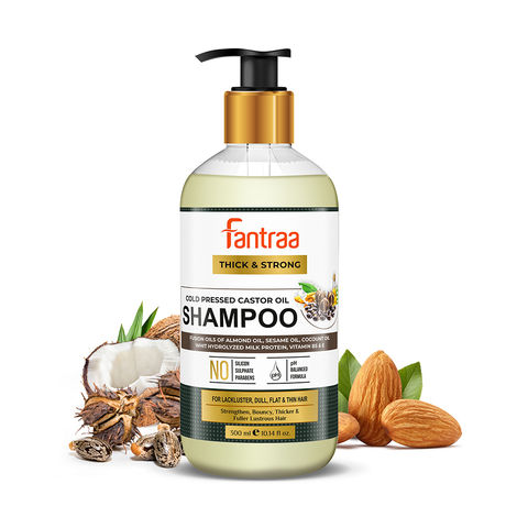 Buy Fantraa Castor Oil Shampoo For Make Thicker & Strengthen Hair With Cold Pressed Castor and Almond Oil (300 ml)-Purplle
