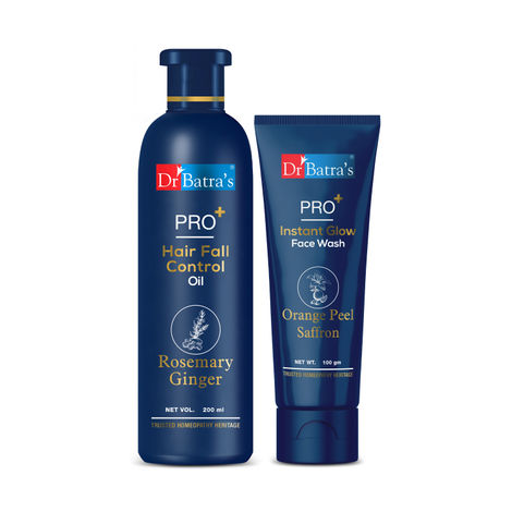 Buy Dr Batra's PRO+ Hair Fall Control Oil -200ml and PRO+Instant Glow Face Wash-100 g-Purplle