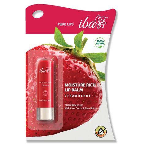 Buy Iba Pure lips Moisture Rich Lip Balm - Strawberry, 4.5 g | For Pigmented, Dry Damaged & Chapped Lips | Enriched with Cocoa Butter, Shea Butter l Glossy Finish| 100% Natural, Vegan & Cruelty-Free-Purplle