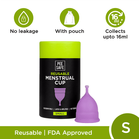Buy Pee Safe Reusable Menstrual Cup (Small) - No leakage,Rash-Free & Upto 12 Hours protection-Purplle