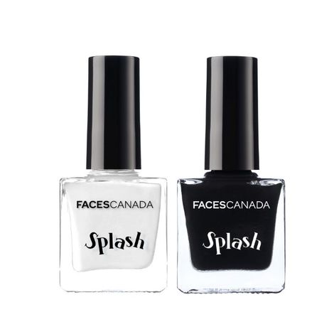 Buy Faces Canada Splash Nail Enamel White O White & Black Beauty 18 ml-Purplle
