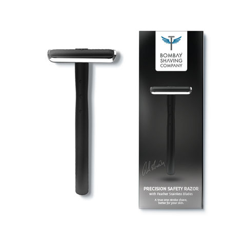 Buy Bombay Shaving Company Black Precision Safety Razor + 5 Stainless Stil  Feather Blades Combo for Men | Anti Slip Grip | Eliminates Nicks & Cuts, Black-Purplle