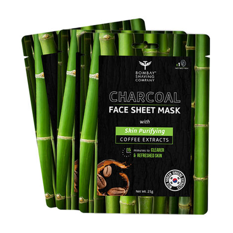 Buy Bombay Shaving Company Charcoal Face Sheet Mask (Pack of 3) | For Easy At-Home Skin Restoration-Purplle