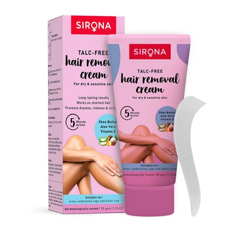 Buy Sirona Talc Free Hair Removal Cream for Dry & Sensitive Skin with Aloevera, Vitamin E & Shea Butter - 50 gm-Purplle