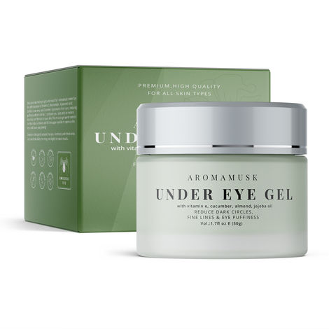 Buy AromaMusk Under Eye Gel For Puffy Eyes, Dark Circles, Wrinkles & Fine Lines With Vitamin C, Cucumber, Niacinamide, Green Tea And Madonna Lily (50 gm)-Purplle