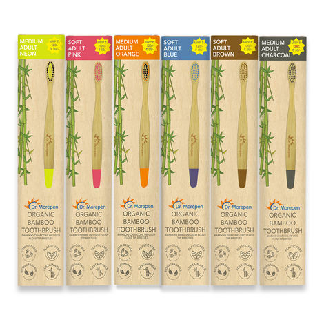 Buy DR. MOREPEN Organic Bamboo Toothbrush For Adults Pack of 6-Purplle
