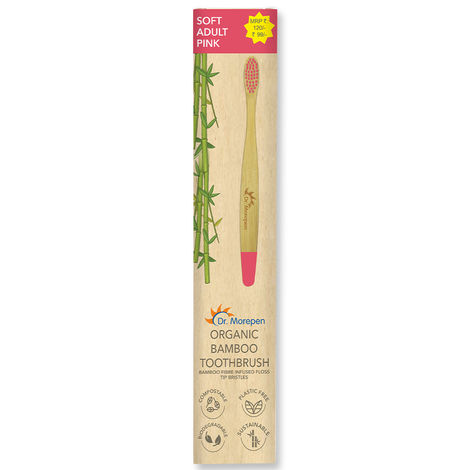 Buy DR. MOREPEN Organic Bamboo Toothbrush For Adults - Pink 1 Pc-Purplle