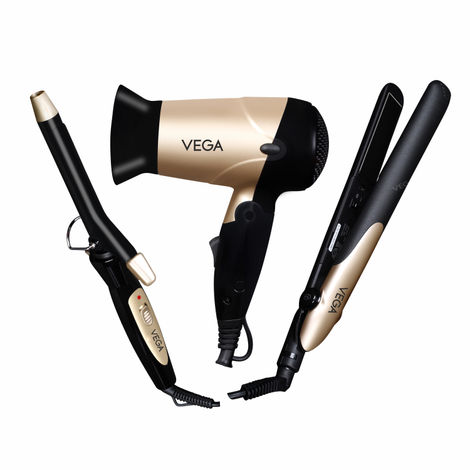 Buy Vega Miss Versatile Styling Set Straightener Curler & Dryer Gift Combo for Women 1000W Hair Dryer with 2 Head/Speed Setting Hair Straightener & Curler comes with Ceramic Coated (VHSS-03) | Gift set for women-Purplle