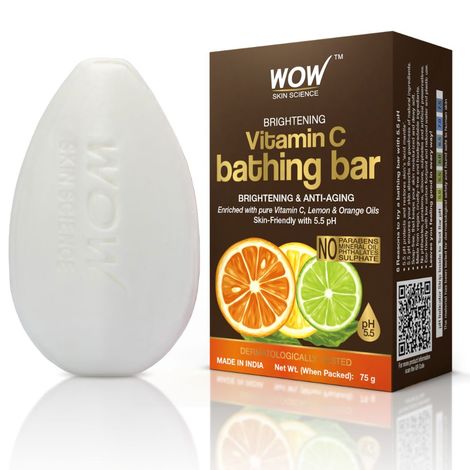 Buy WOW Skin Science Brightening Vitamin C Bathing Bar -Skin-Friendly with 5.5 pH (75 g)-Purplle