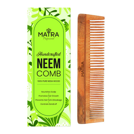Buy Matra Pure Neem Wood Comb | Neem Comb for Hair Growth and Anti Dandruff | Fine and Wide Tooth Neem Wooden Comb for Women & Men | All Hair Types | Eco Friendly-Purplle