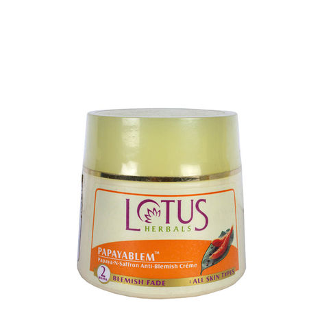 Buy Lotus Herbals Papayablem Papaya-N-Saffron Anti-Blemish Cream | Fades Blemishes | For All Skin Types | 250g-Purplle