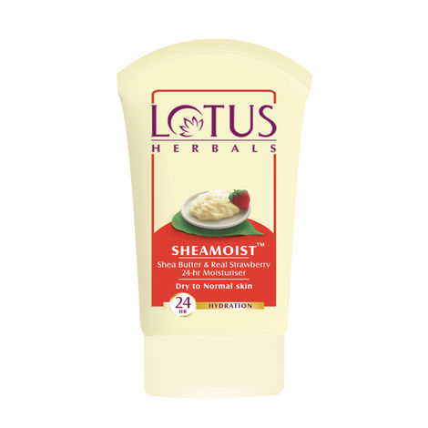 Buy Lotus Herbals Sheamoist Shea Butter & Real Strawberry 24HR Moisturiser | Hydrating | For Dry to Normal Skin Types | 120g-Purplle