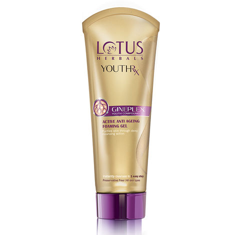 Buy Lotus Herbals YouthRx Active Anti Ageing Foaming Gel Face Wash | With Jojoba, Ginseng & Ginger | 50g-Purplle