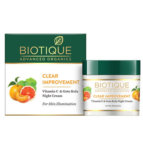 Buy Biotique Advanced Organics Clear Improvement Vitamin C & Gotu Kola Night Cream (50 g)-Purplle