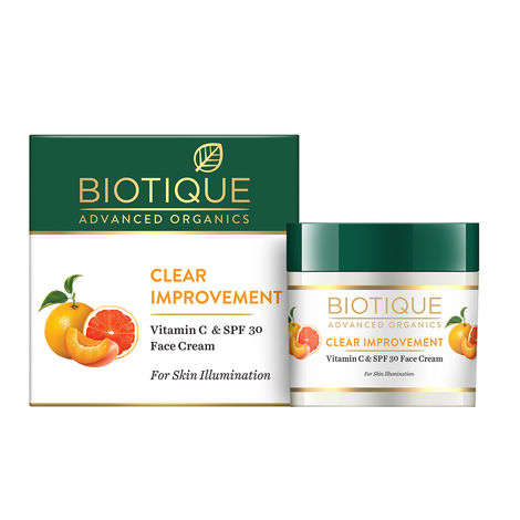 Buy Biotique Advanced Organics Clear Improvement Vitamin C & Spf 30 Face Cream (50 g)-Purplle