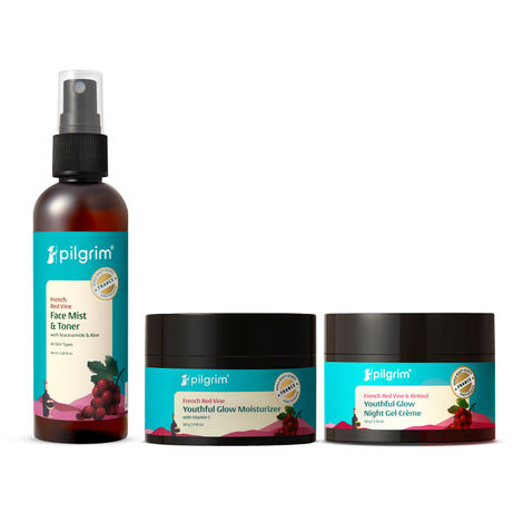 Buy Pilgrim Red Vine CTM Skincare Kit, Combo of 3– Face Wash 100 ml + Face Mist & Toner 100 ml + Face Cream SPF 30 50 gm | Cleansing, Toning & Moisturizing | For Glowing Skin | Anti-Ageing | For Men & Women-Purplle