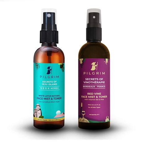 Buy Pilgrim Jeju Alcohol Free Face Toner 100 ml + Vino Red Vine Face Toner & Mist Spray 100 ml For Pores Tightening, Anti Ageing, Glowing Skin | Combination, Acne Skin, Dry, Oily Skin | Men & Women | Vegan-Purplle