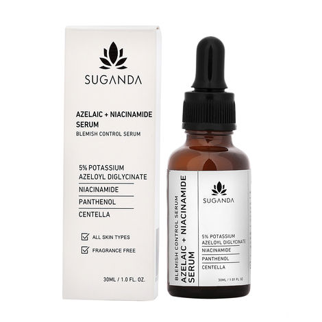 Buy Suganda Azelaic + Niacinamide Serum, Brightens Skin Tone, Refines Appearance of Pores, Texture & Fine Lines, Reduces Acne & Fades Acne Marks, Helps with Eczema & Redness, Enhances Skin Elasticity, Repair Skin Barrier (30 ml)-Purplle