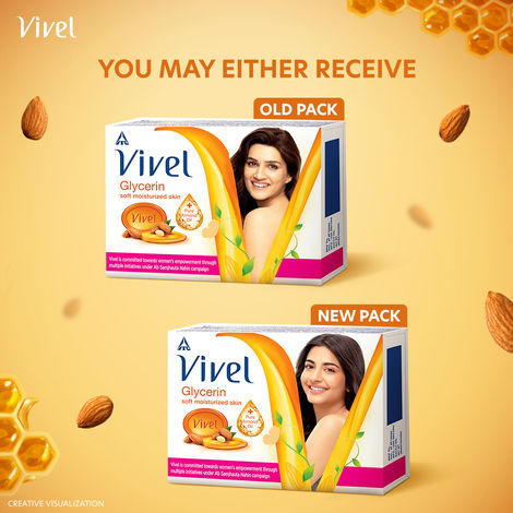 Buy Vivel Glycerin Bathing Bar Soap for Soft Moisturized Skin with Pure Almond Oil, Combo Pack 100g (Pack of 4)-Purplle