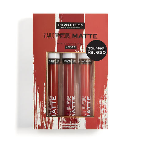 Buy Makeup Revolution Relove Supermatte Liquid Lip Set Heat 12 ml-Purplle